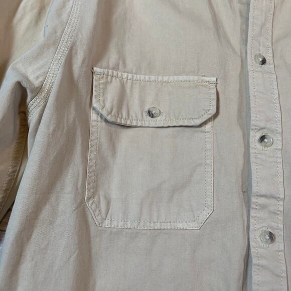 BDG Beige Utility Button Down Shirt Large Urban Outfitters Workwear - Picture 3 of 7